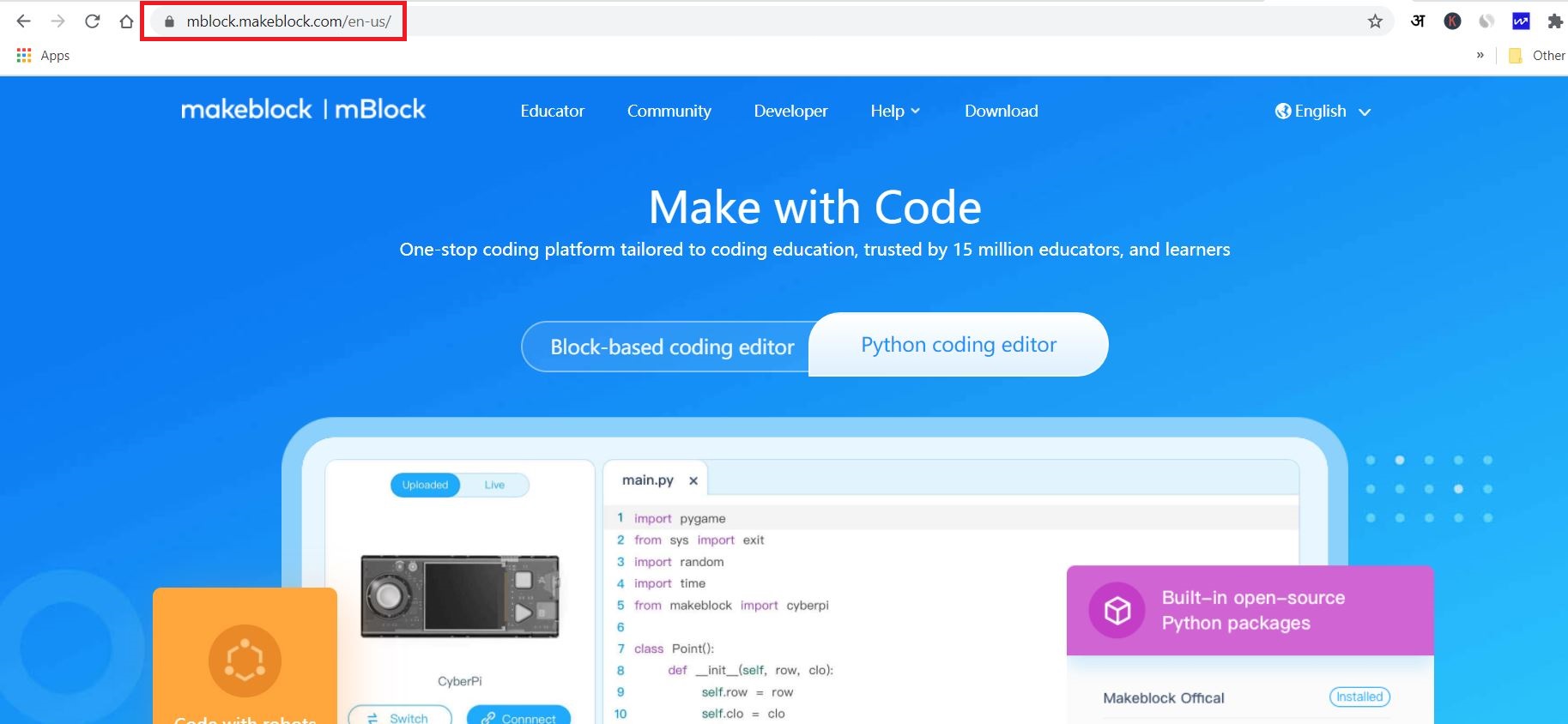 mblock - coding website for kids